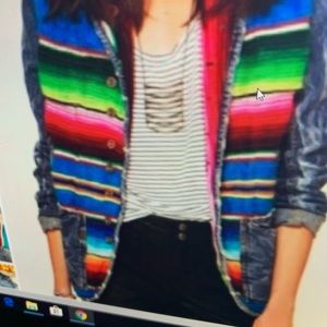 Free People Mexican Artisan denim jacket like new only wear 1 time